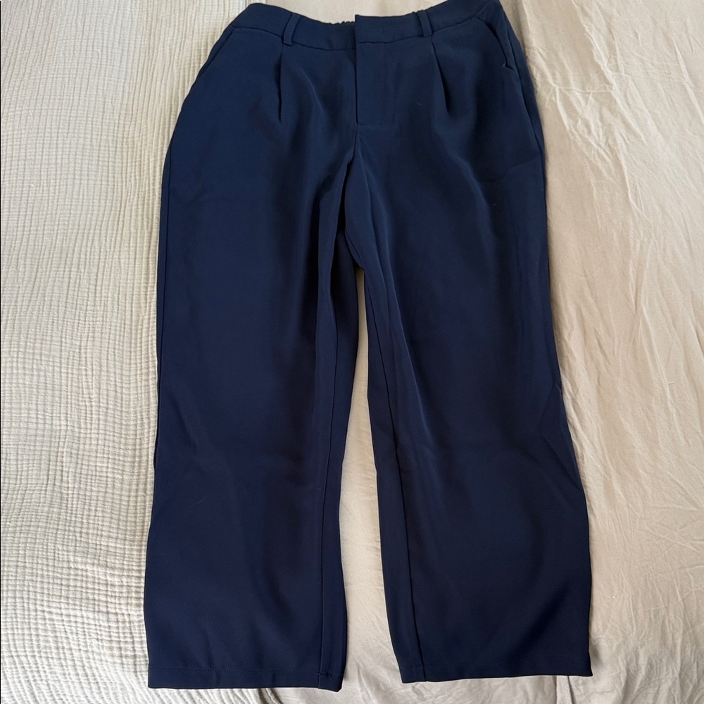 HALARA Navy Pleated Dress Pants